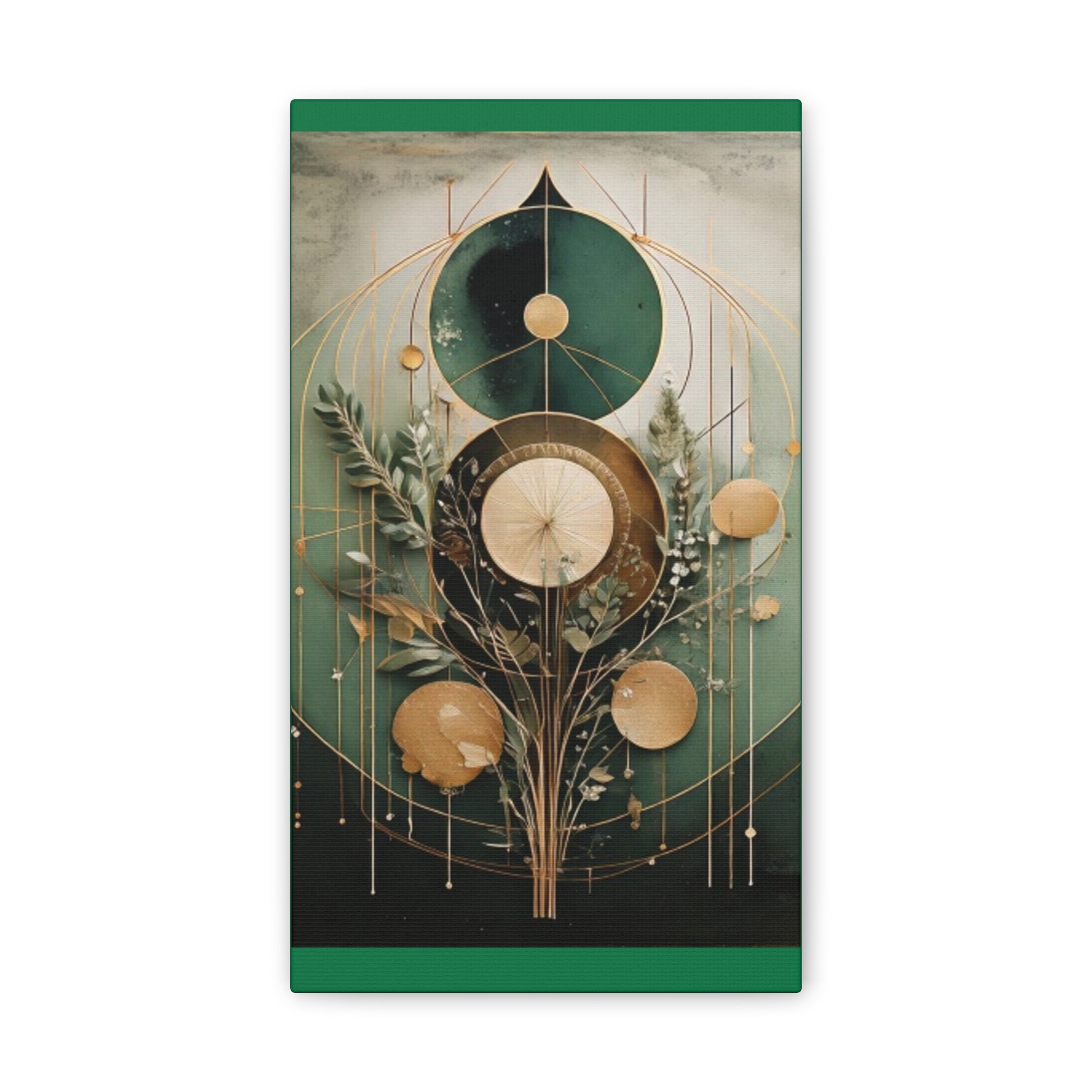Bohemian Art Canvas, Green Abstract Wall Decor, Modern Home Aesthetic, Unique Gift for Art Lovers, Eco-Friendly Design
