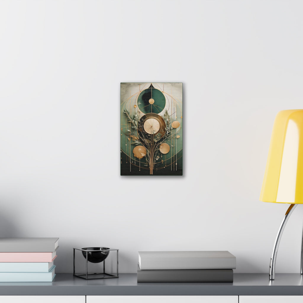Bohemian Art Canvas, Green Abstract Wall Decor, Modern Home Aesthetic, Unique Gift for Art Lovers, Eco-Friendly Design