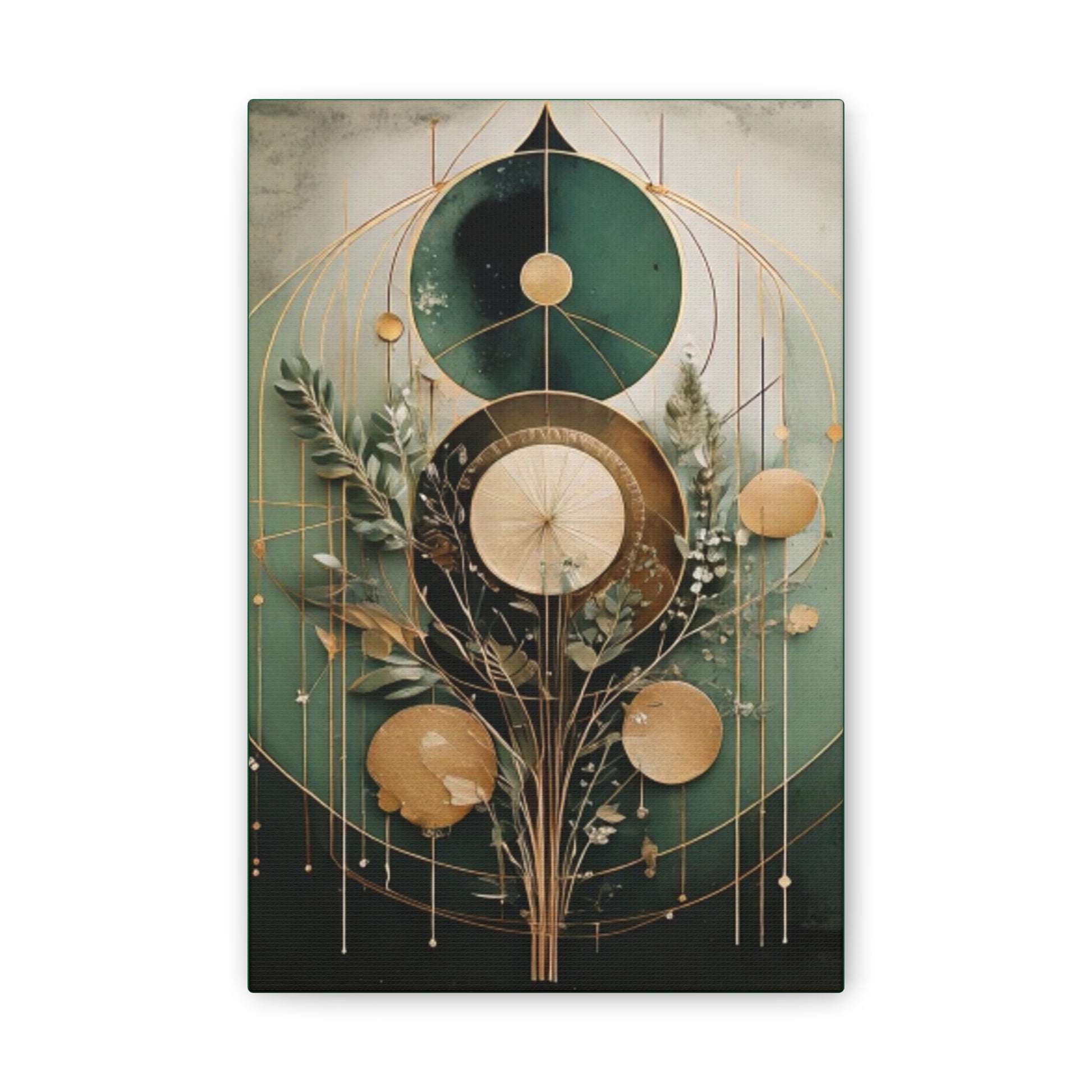 Bohemian Art Canvas, Green Abstract Wall Decor, Modern Home Aesthetic, Unique Gift for Art Lovers, Eco-Friendly Design