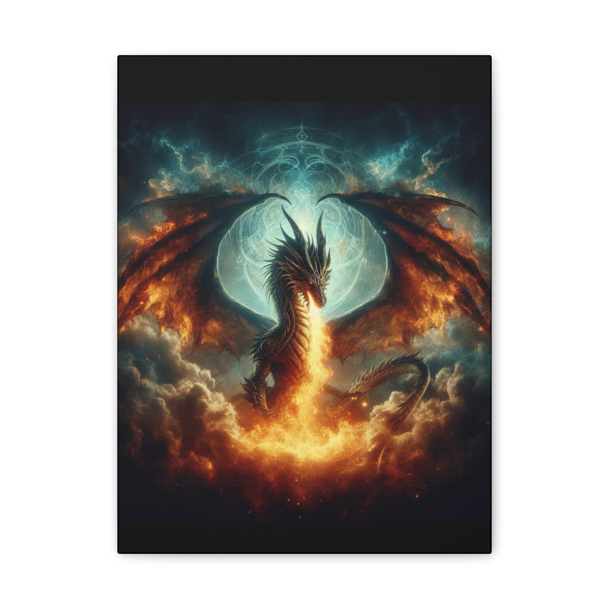 Fire-Breathing Dragon Canvas Art, Fantasy Wall Decor, Mythical Creature Wall Art, Dragon Home Decor, Unique Gift for Fantasy Lovers