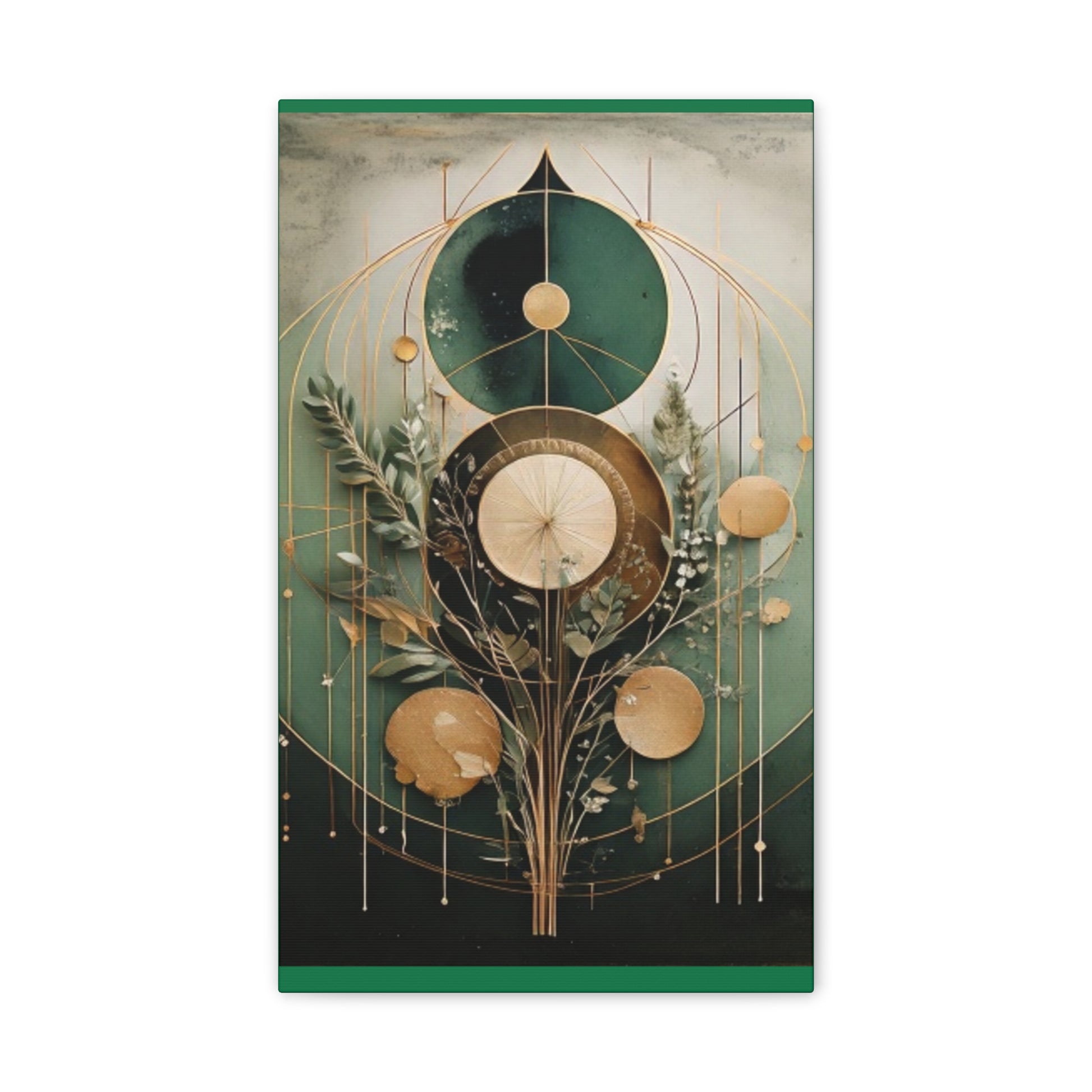 Bohemian Art Canvas, Green Abstract Wall Decor, Modern Home Aesthetic, Unique Gift for Art Lovers, Eco-Friendly Design