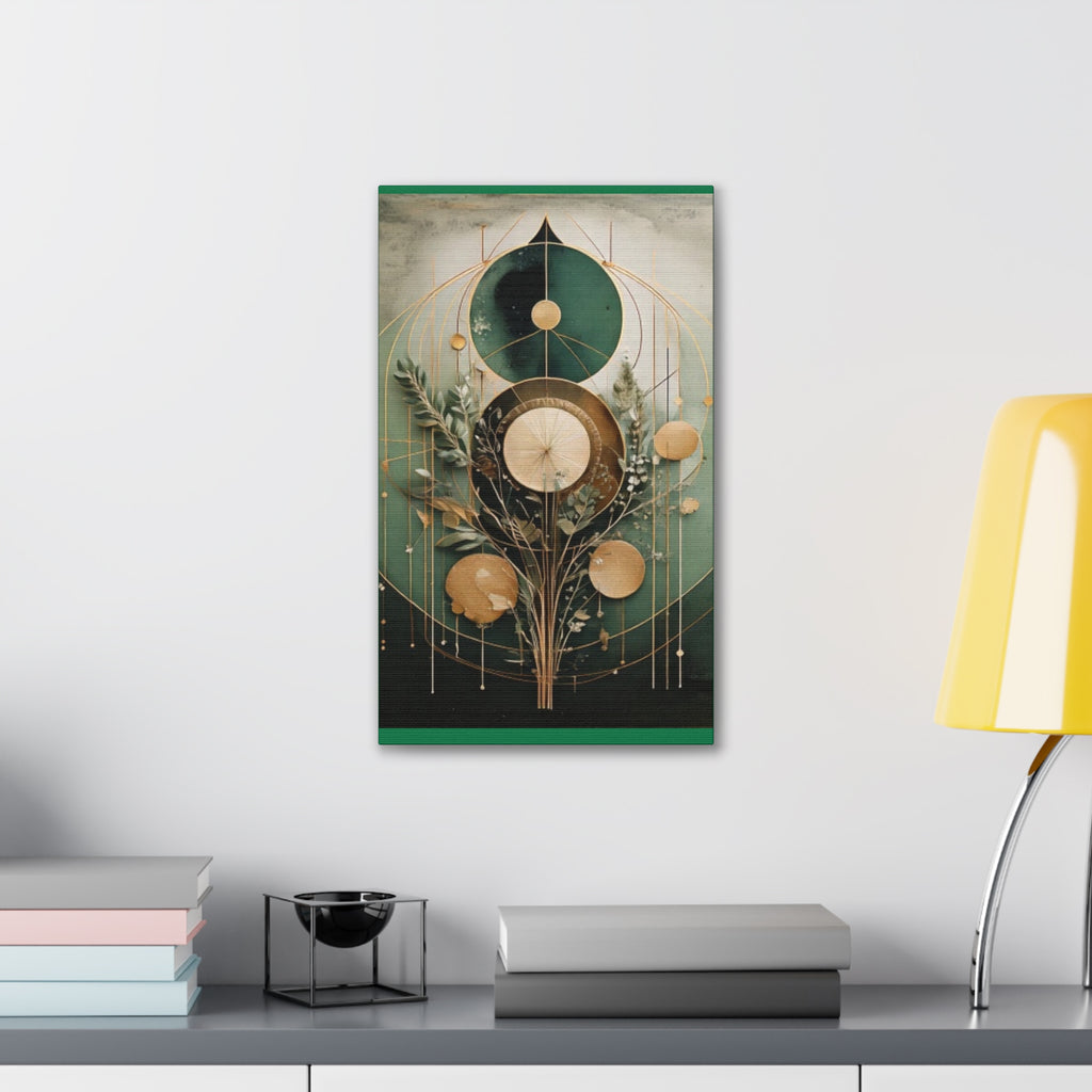 Bohemian Art Canvas, Green Abstract Wall Decor, Modern Home Aesthetic, Unique Gift for Art Lovers, Eco-Friendly Design