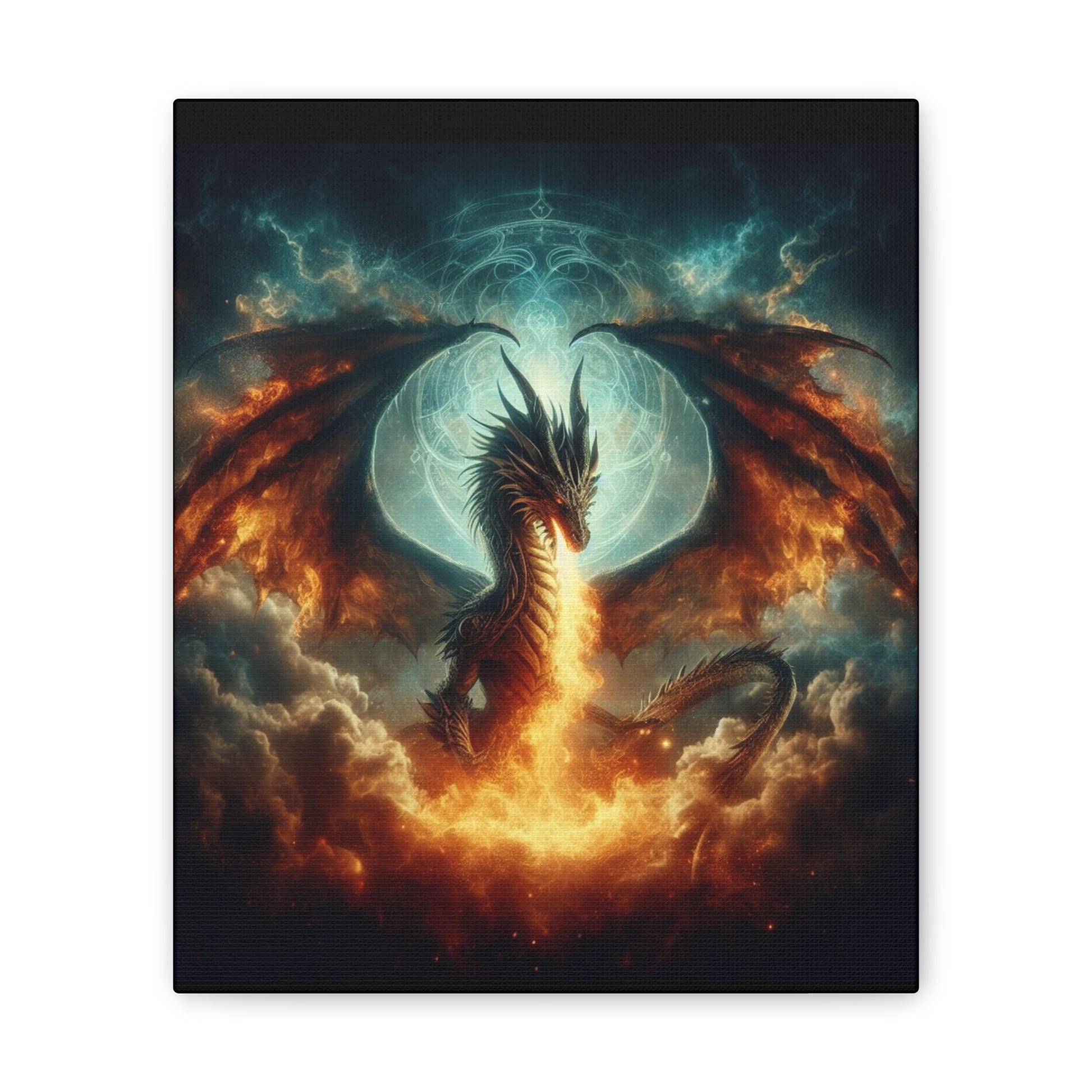 Fire-Breathing Dragon Canvas Art, Fantasy Wall Decor, Mythical Creature Wall Art, Dragon Home Decor, Unique Gift for Fantasy Lovers