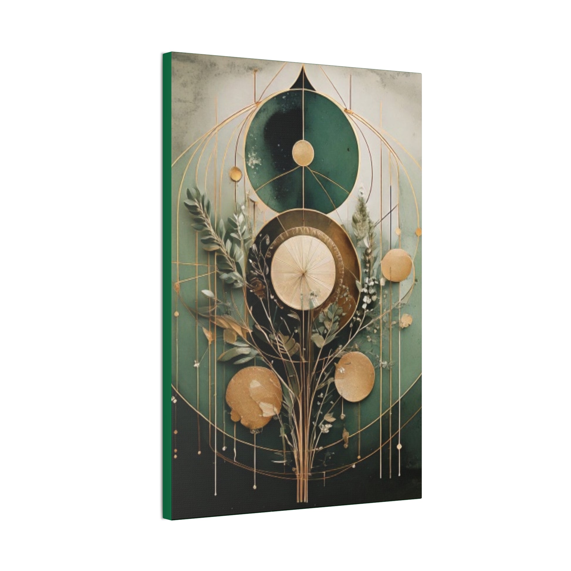 Bohemian Art Canvas, Green Abstract Wall Decor, Modern Home Aesthetic, Unique Gift for Art Lovers, Eco-Friendly Design