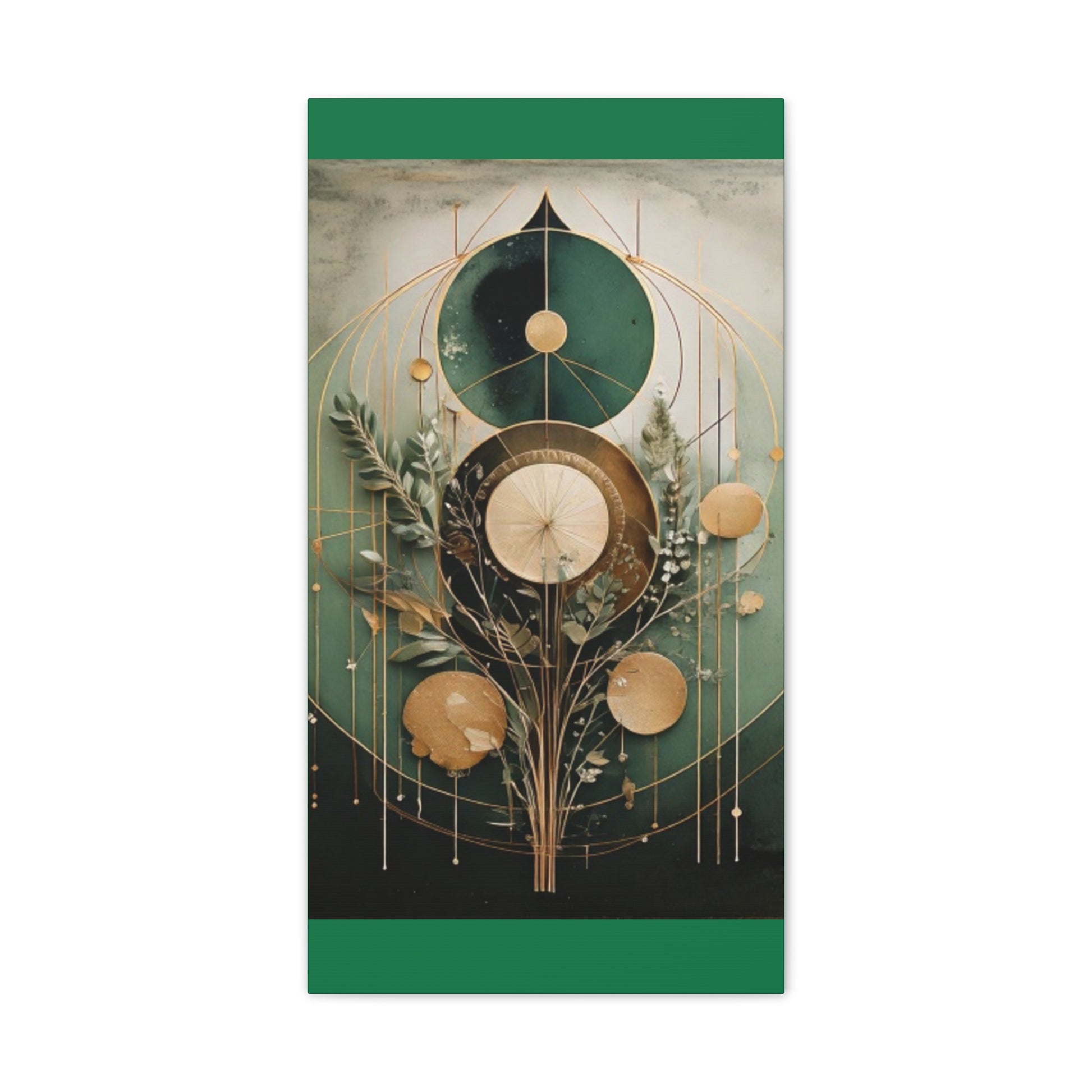 Bohemian Art Canvas, Green Abstract Wall Decor, Modern Home Aesthetic, Unique Gift for Art Lovers, Eco-Friendly Design