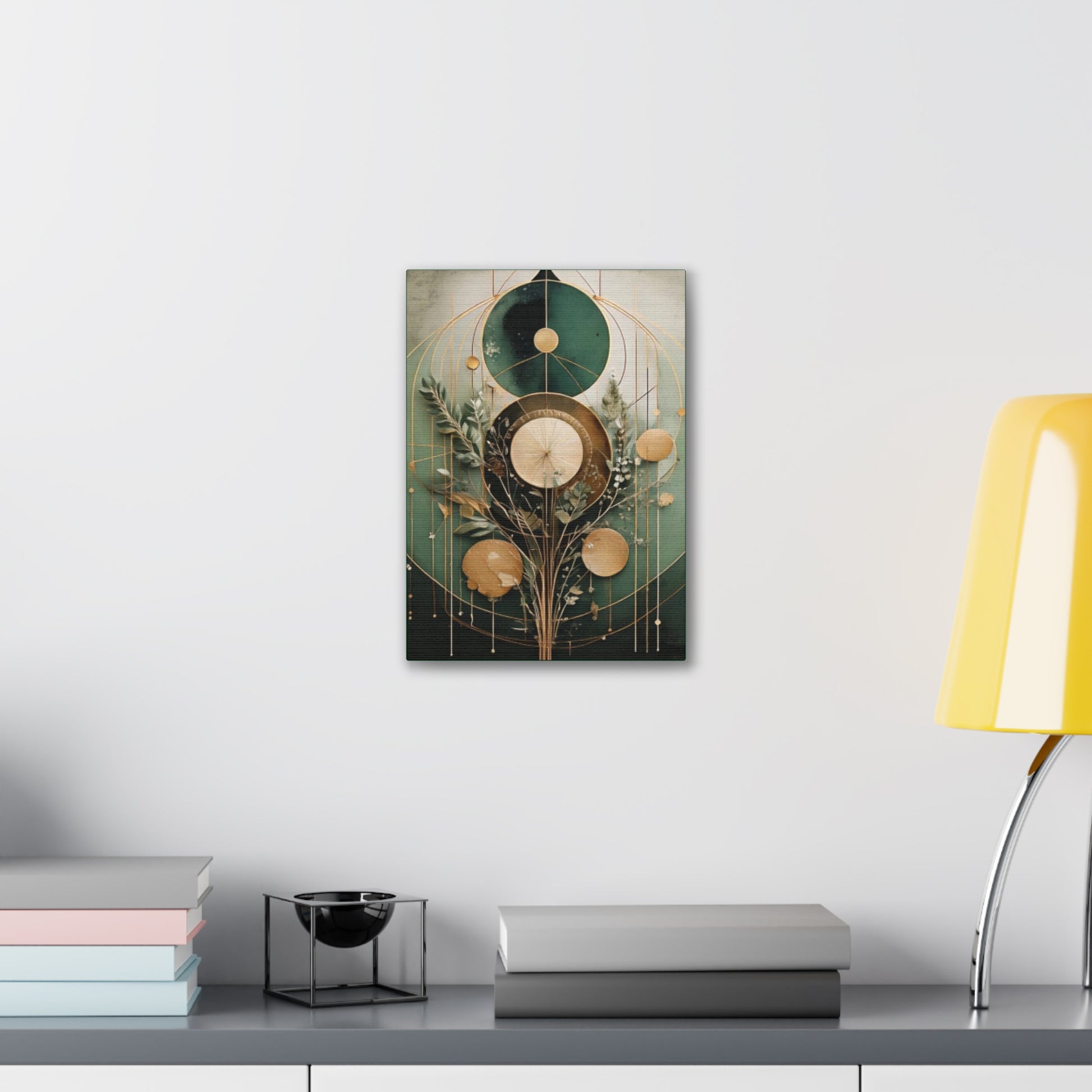 Bohemian Art Canvas, Green Abstract Wall Decor, Modern Home Aesthetic, Unique Gift for Art Lovers, Eco-Friendly Design