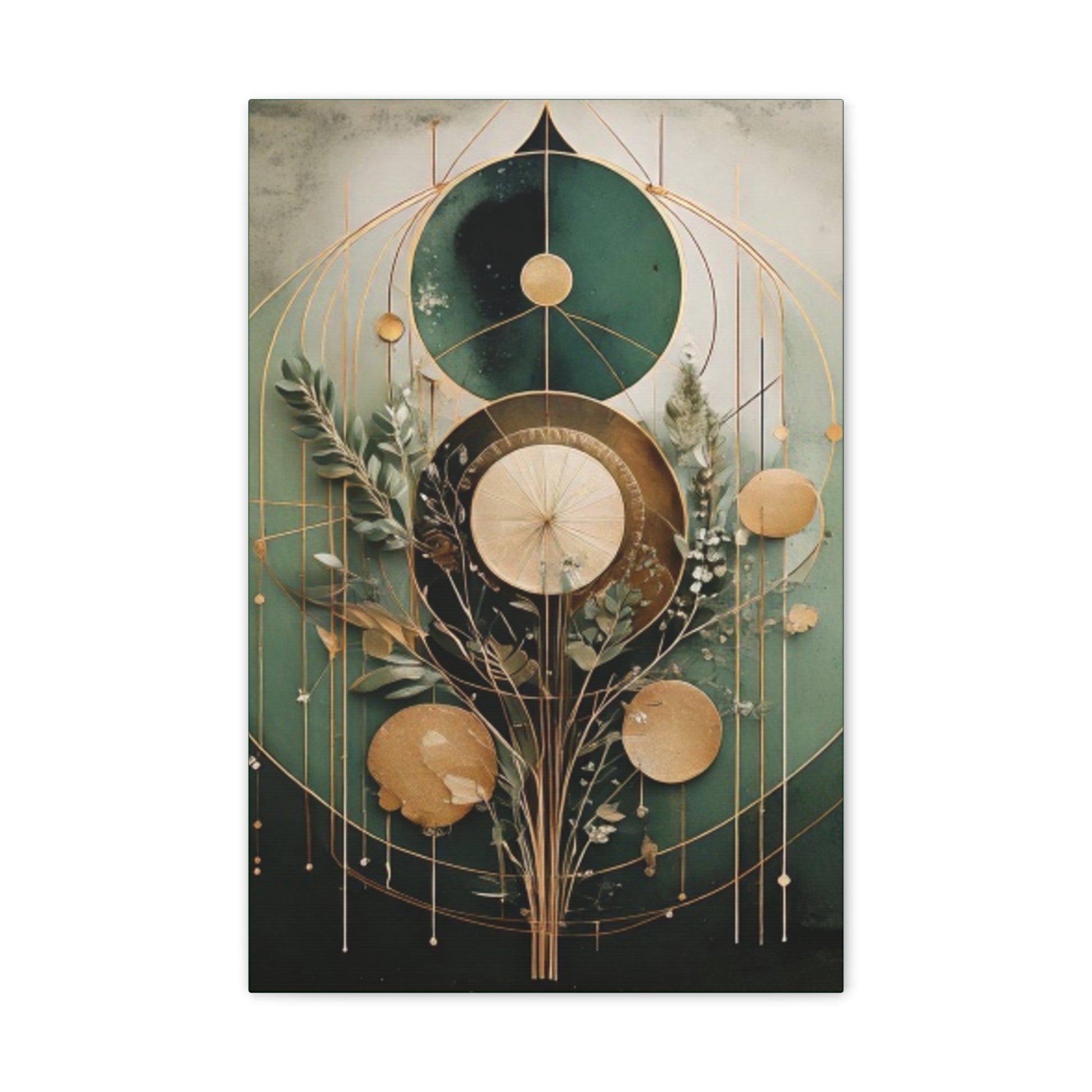 Bohemian Art Canvas, Green Abstract Wall Decor, Modern Home Aesthetic, Unique Gift for Art Lovers, Eco-Friendly Design
