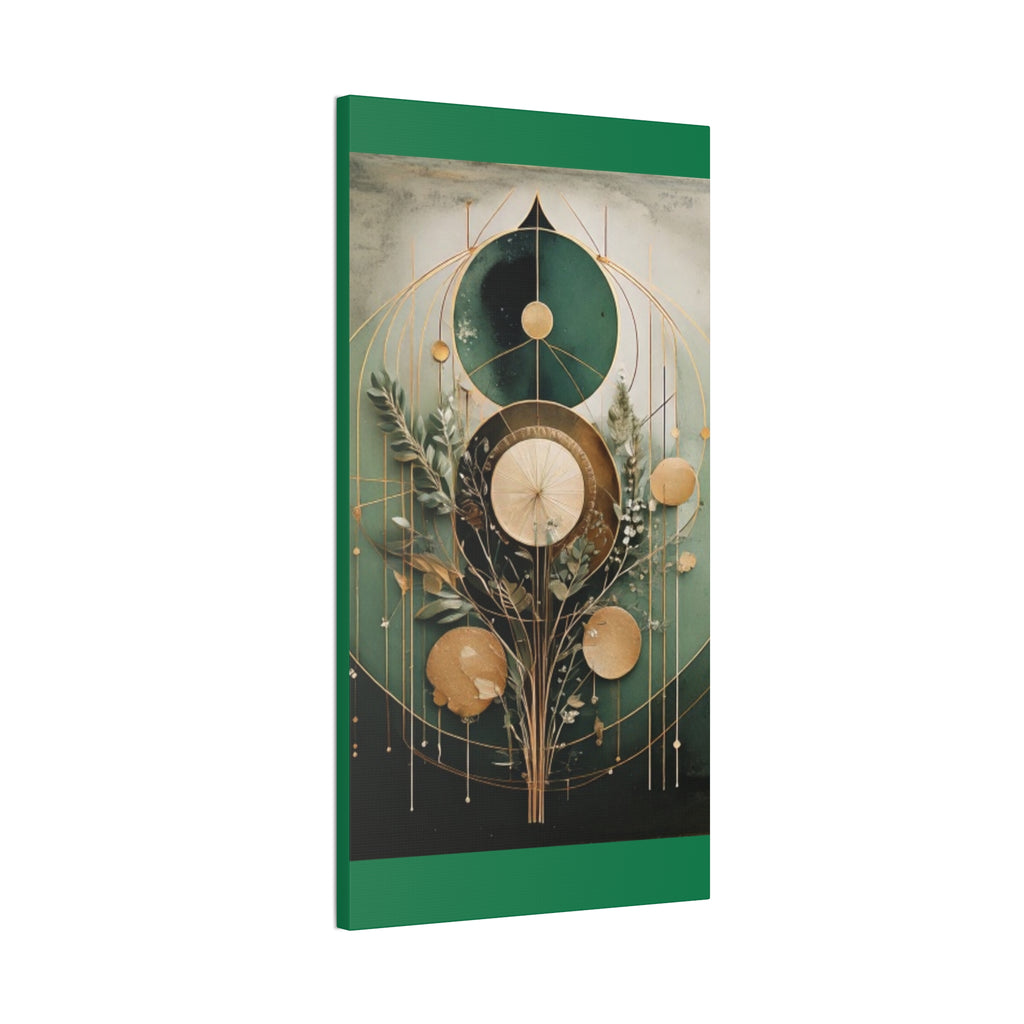 Bohemian Art Canvas, Green Abstract Wall Decor, Modern Home Aesthetic, Unique Gift for Art Lovers, Eco-Friendly Design