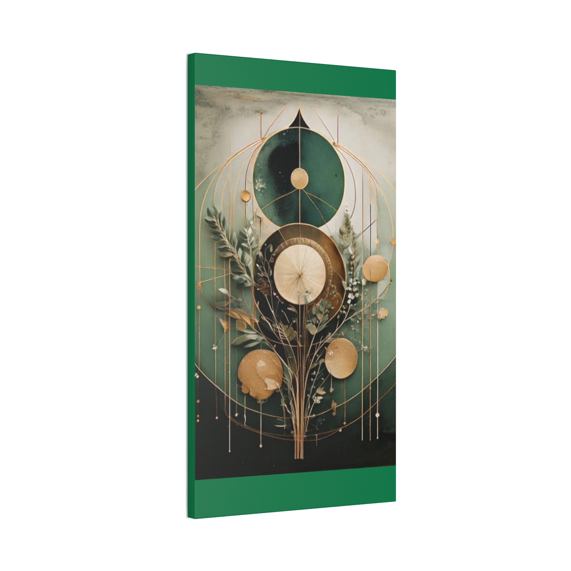 Bohemian Art Canvas, Green Abstract Wall Decor, Modern Home Aesthetic, Unique Gift for Art Lovers, Eco-Friendly Design