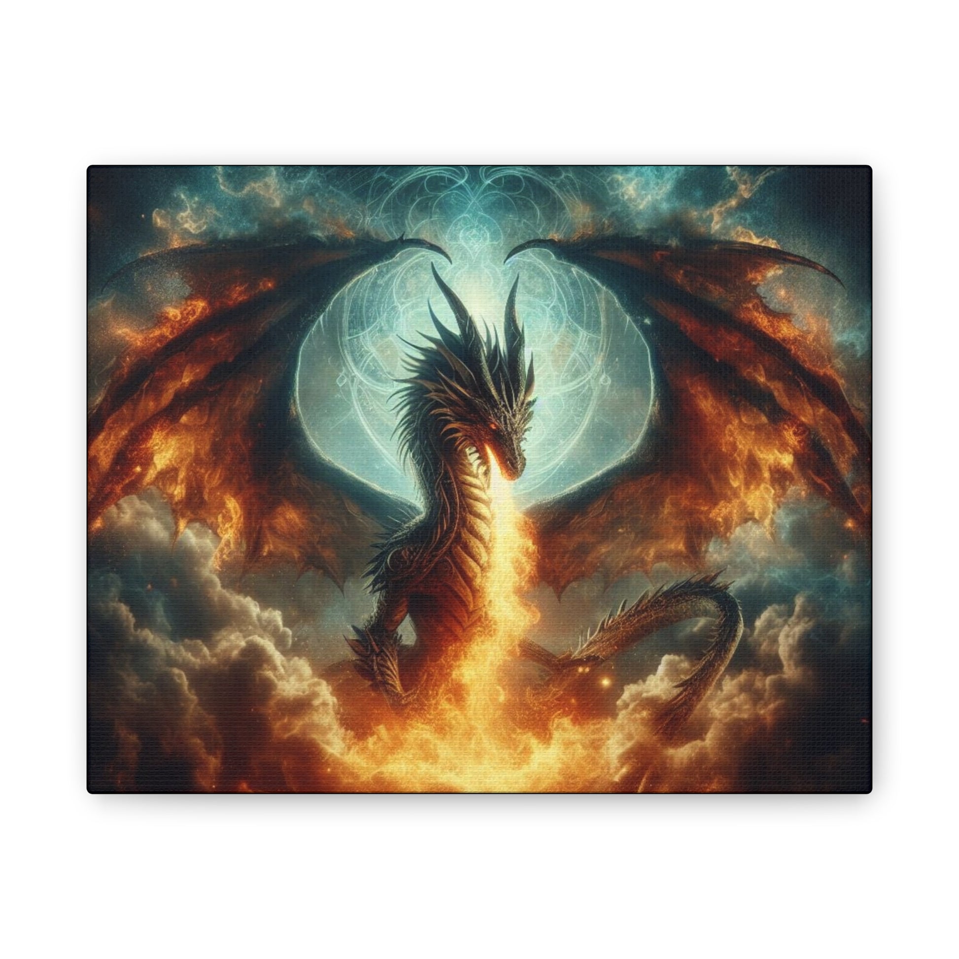Fire-Breathing Dragon Canvas Art, Fantasy Wall Decor, Mythical Creature Wall Art, Dragon Home Decor, Unique Gift for Fantasy Lovers