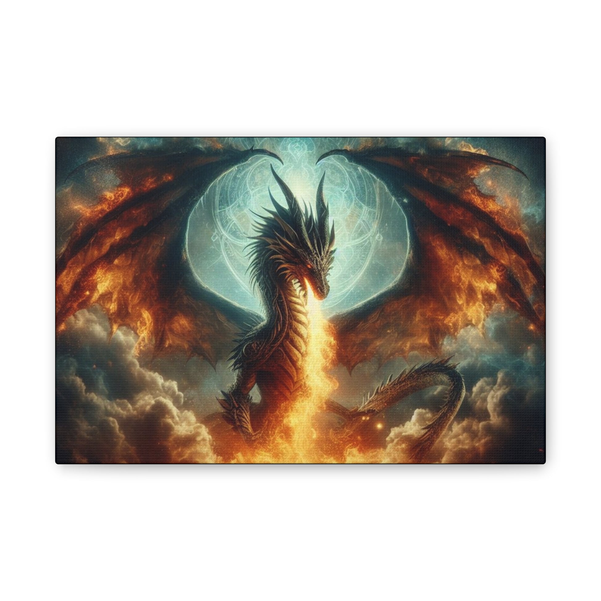 Fire-Breathing Dragon Canvas Art, Fantasy Wall Decor, Mythical Creature Wall Art, Dragon Home Decor, Unique Gift for Fantasy Lovers