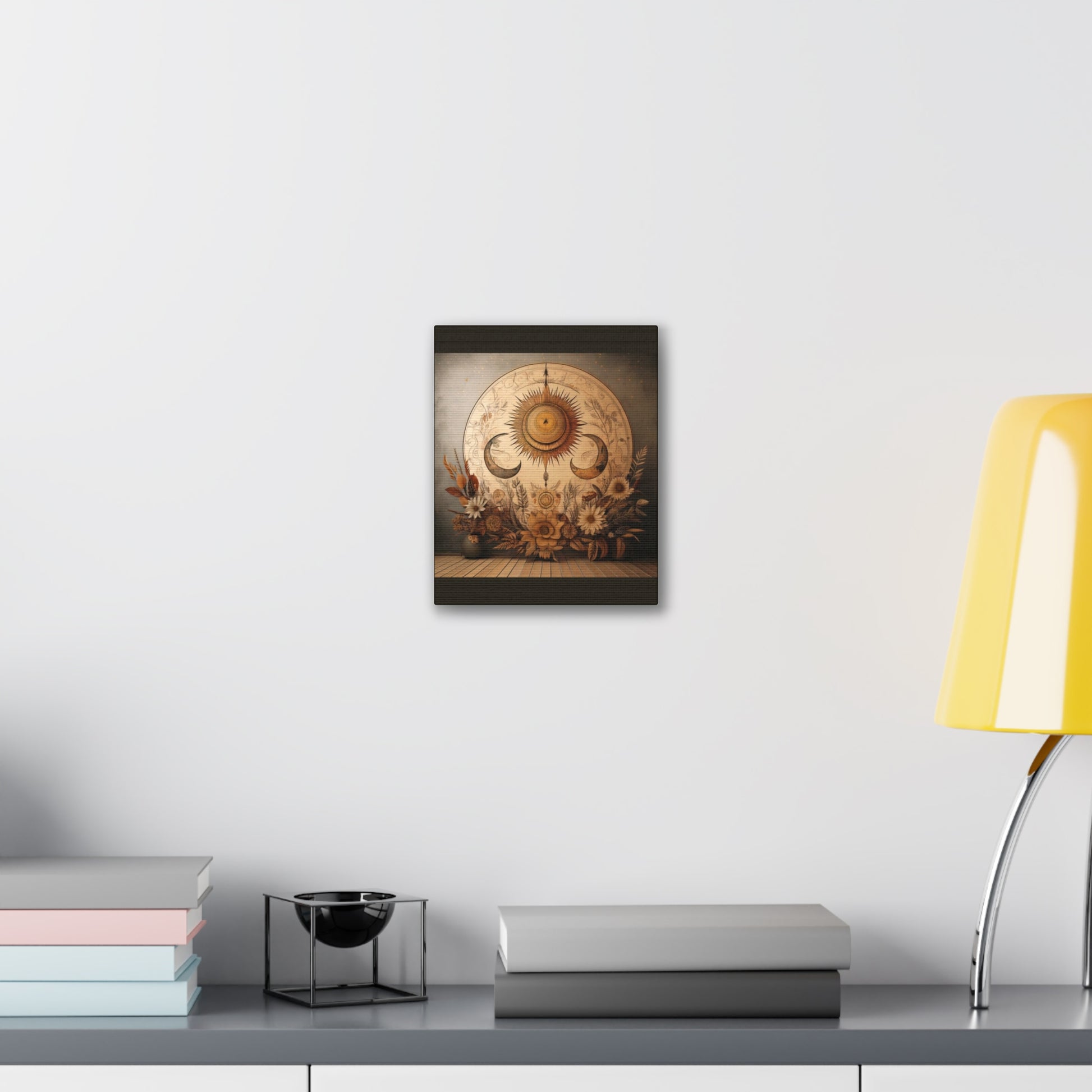 Bohemian Sunset Canvas Art, Sun and Moon Wall Decor, Home Decoration, Gifts for Her, Bohemian Style Art