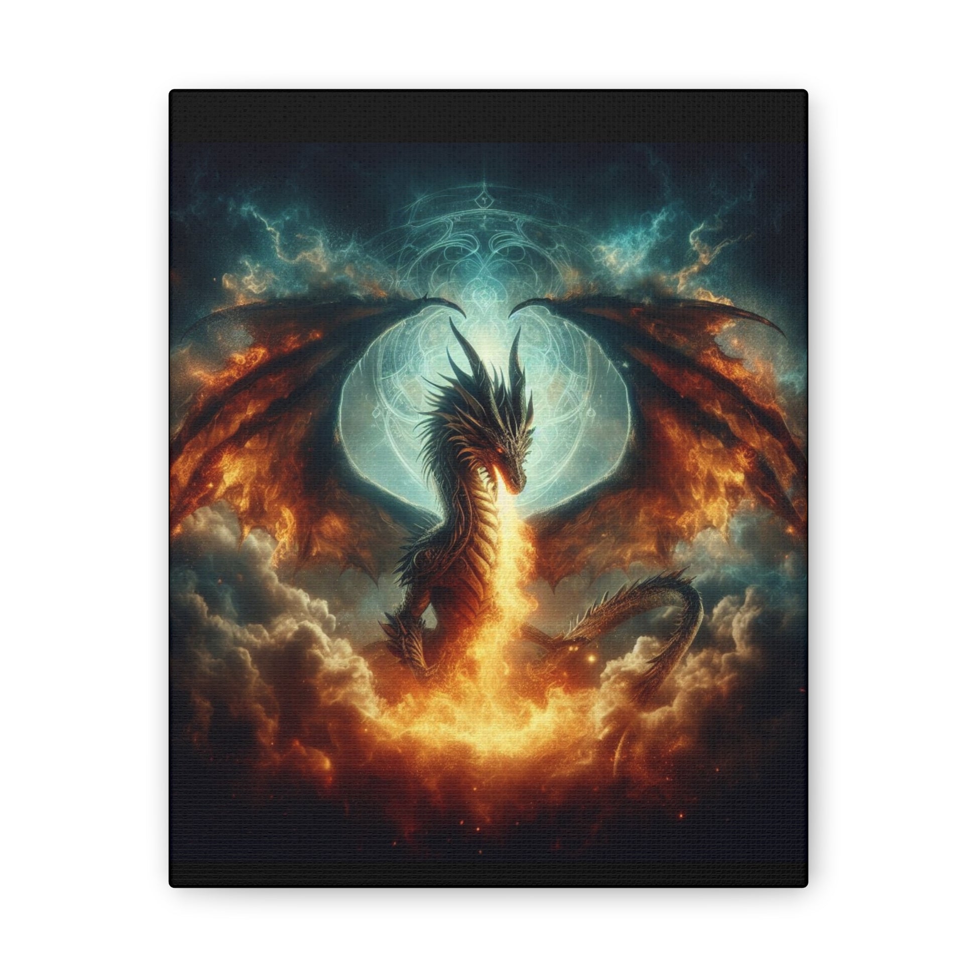 Fire-Breathing Dragon Canvas Art, Fantasy Wall Decor, Mythical Creature Wall Art, Dragon Home Decor, Unique Gift for Fantasy Lovers