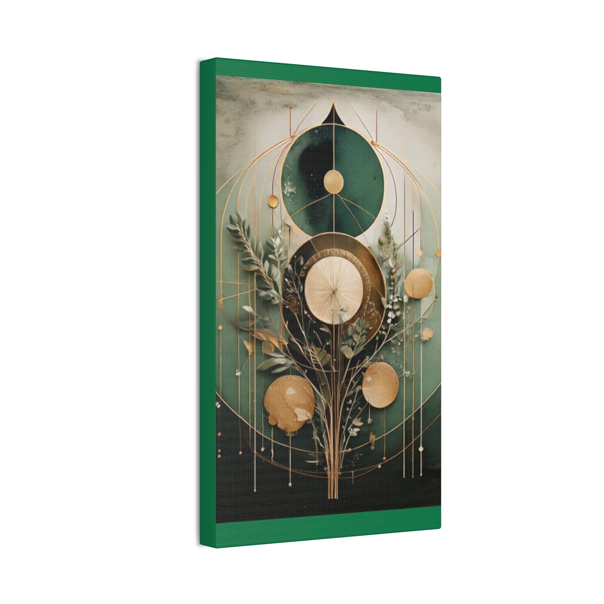 Bohemian Art Canvas, Green Abstract Wall Decor, Modern Home Aesthetic, Unique Gift for Art Lovers, Eco-Friendly Design