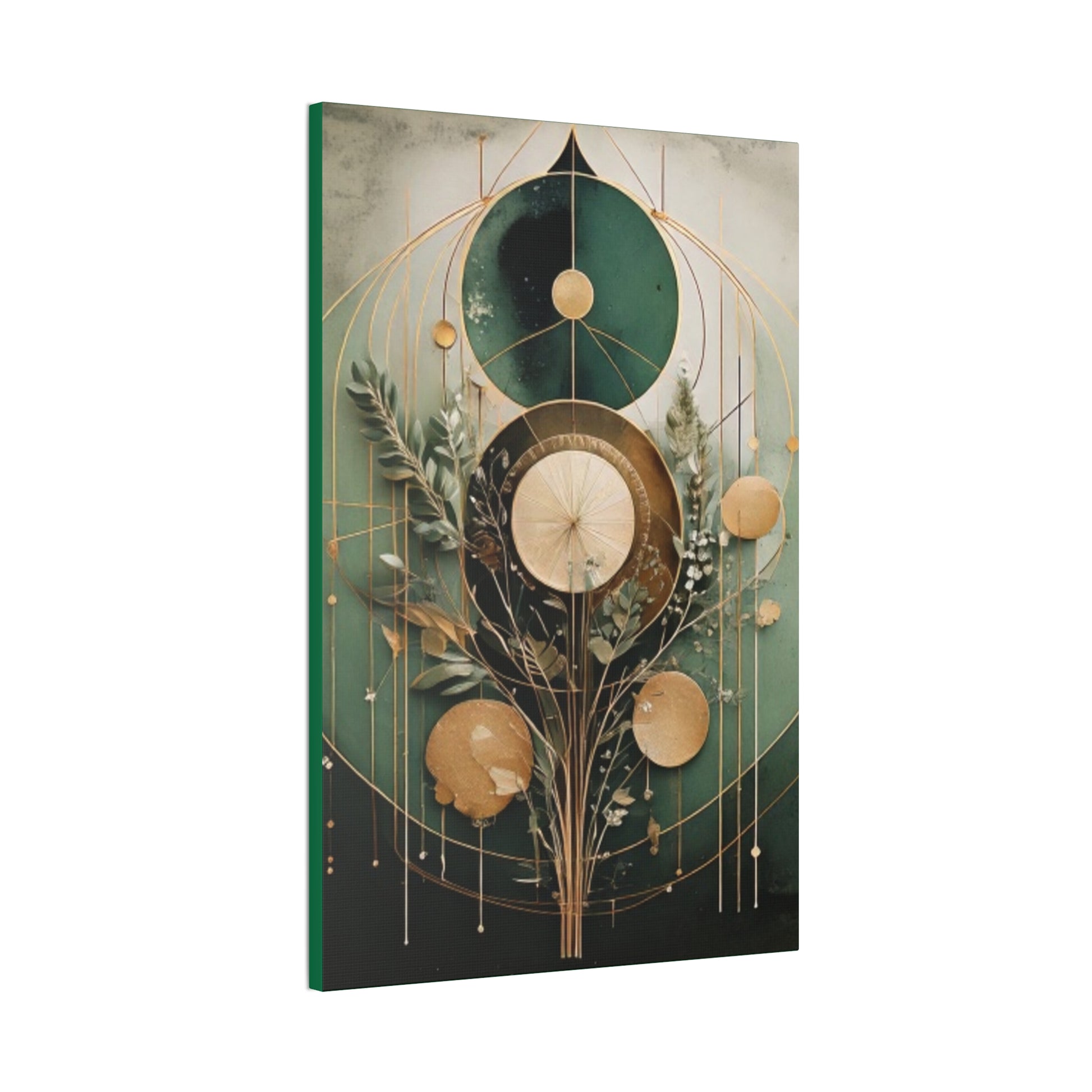 Bohemian Art Canvas, Green Abstract Wall Decor, Modern Home Aesthetic, Unique Gift for Art Lovers, Eco-Friendly Design