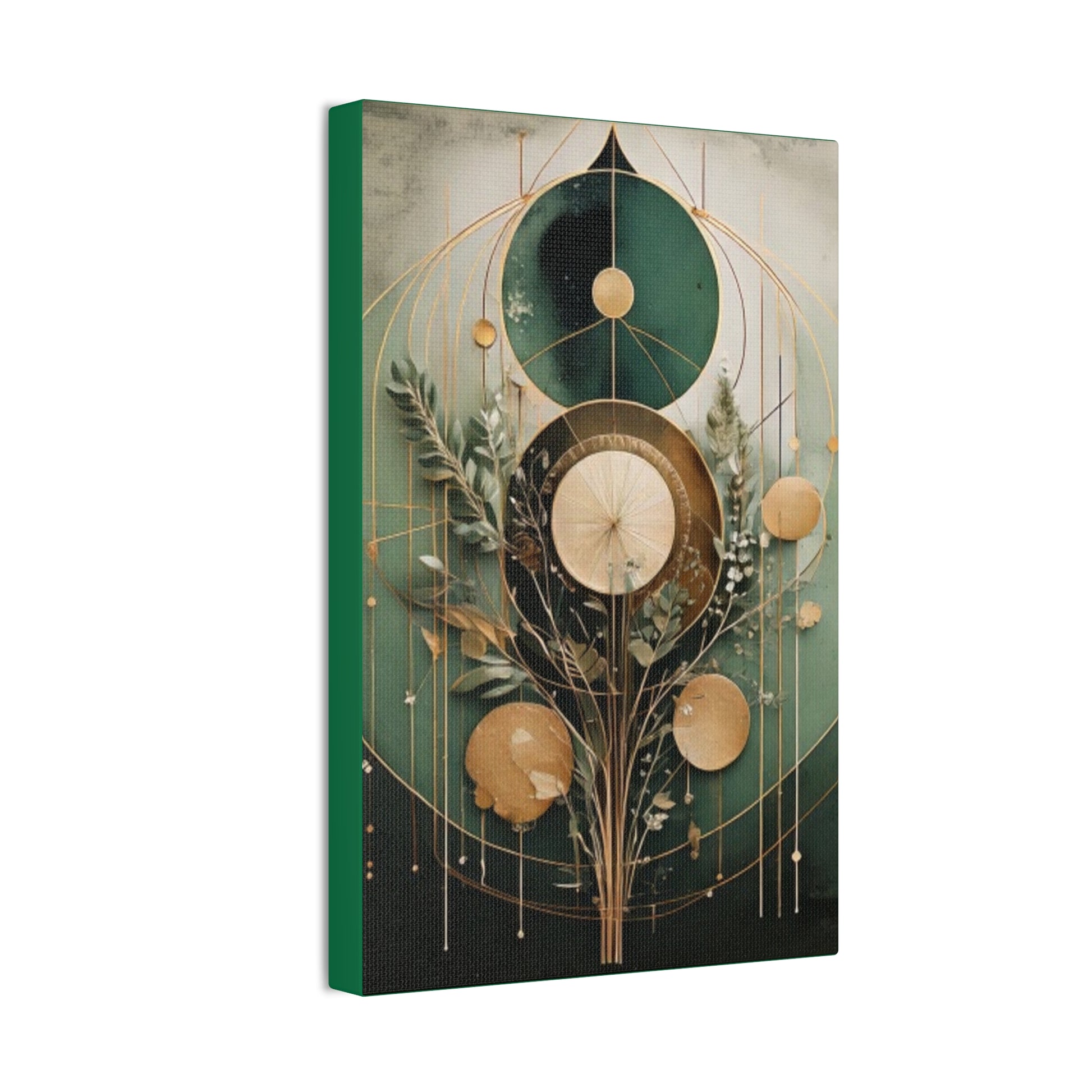 Bohemian Art Canvas, Green Abstract Wall Decor, Modern Home Aesthetic, Unique Gift for Art Lovers, Eco-Friendly Design