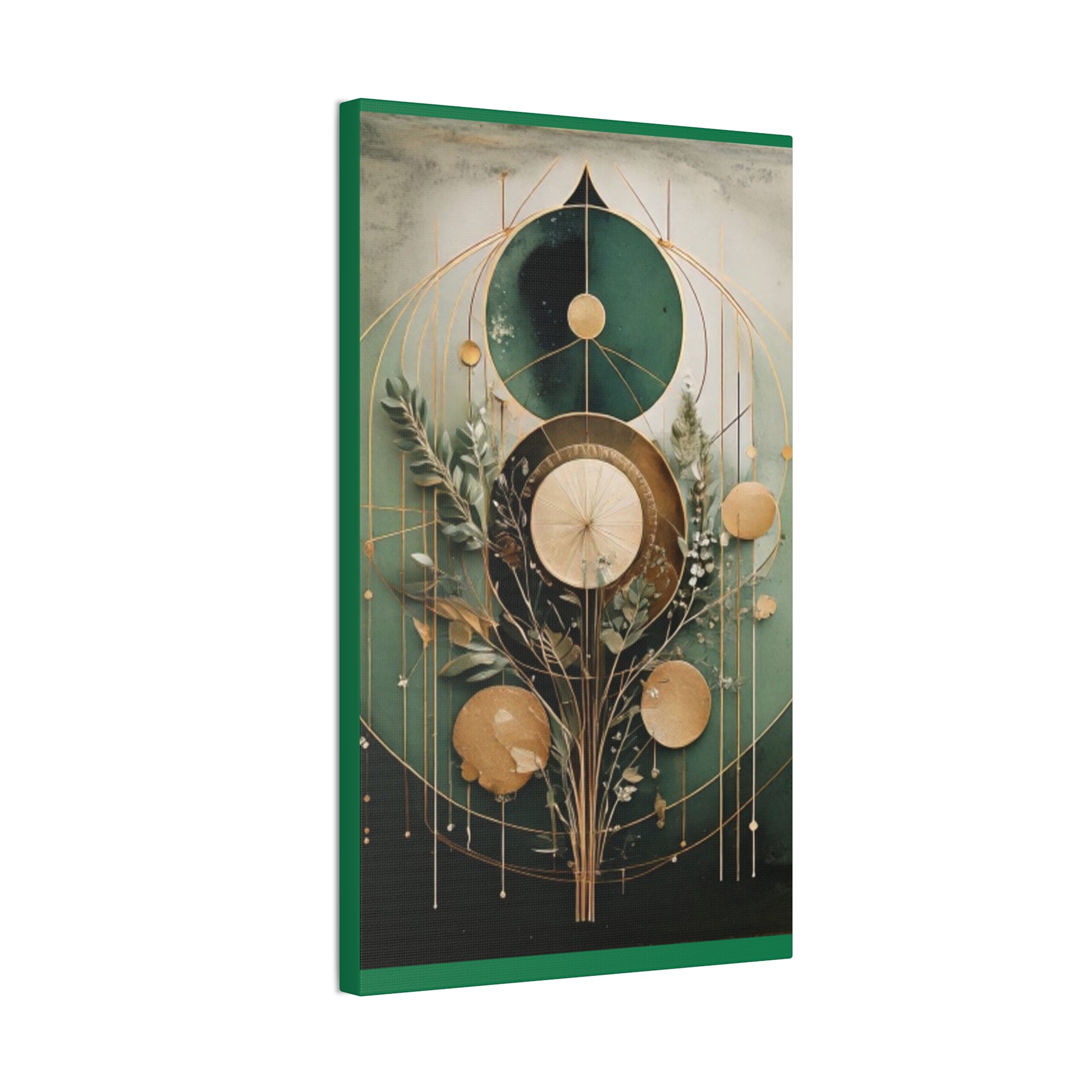 Bohemian Art Canvas, Green Abstract Wall Decor, Modern Home Aesthetic, Unique Gift for Art Lovers, Eco-Friendly Design