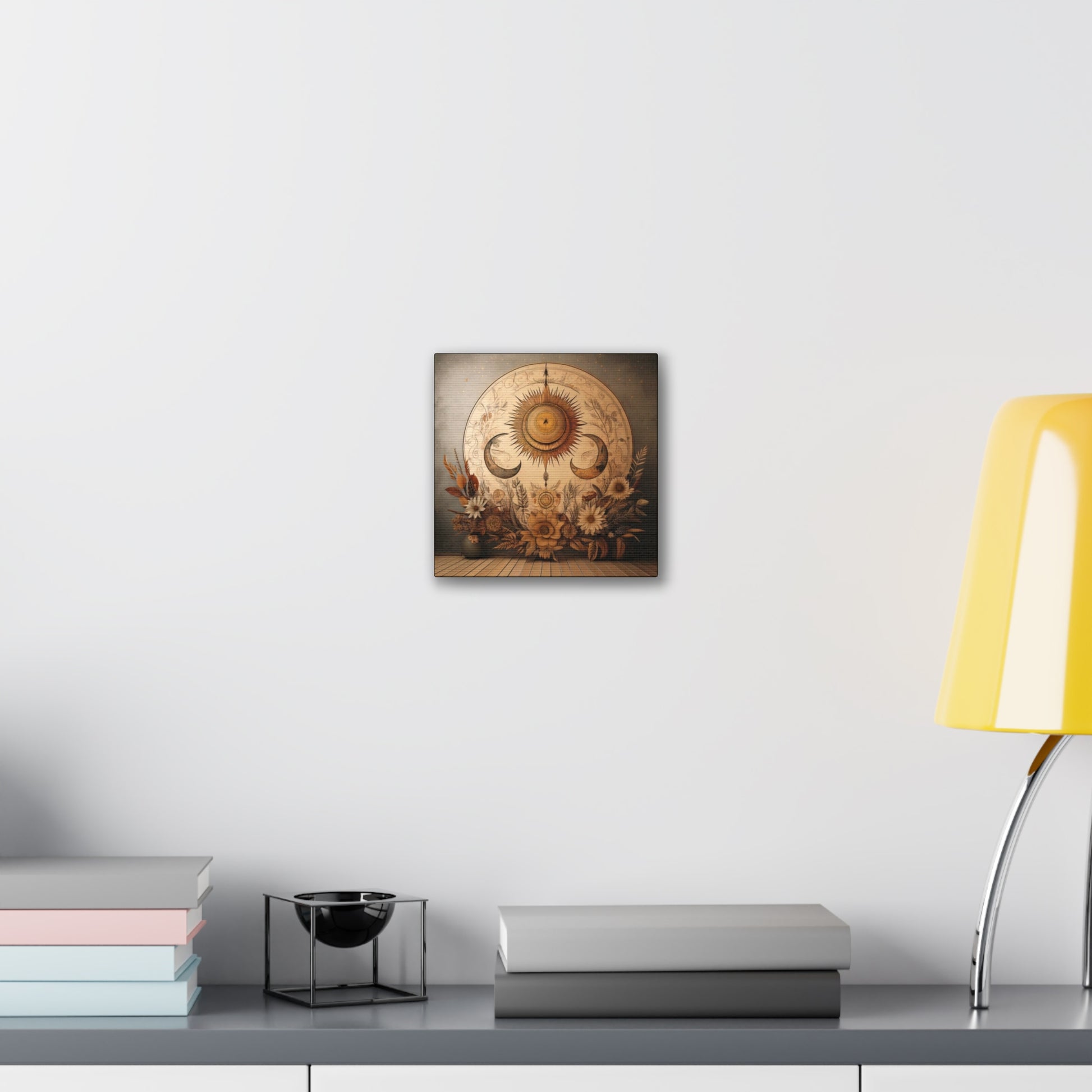 Bohemian Sunset Canvas Art, Sun and Moon Wall Decor, Home Decoration, Gifts for Her, Bohemian Style Art