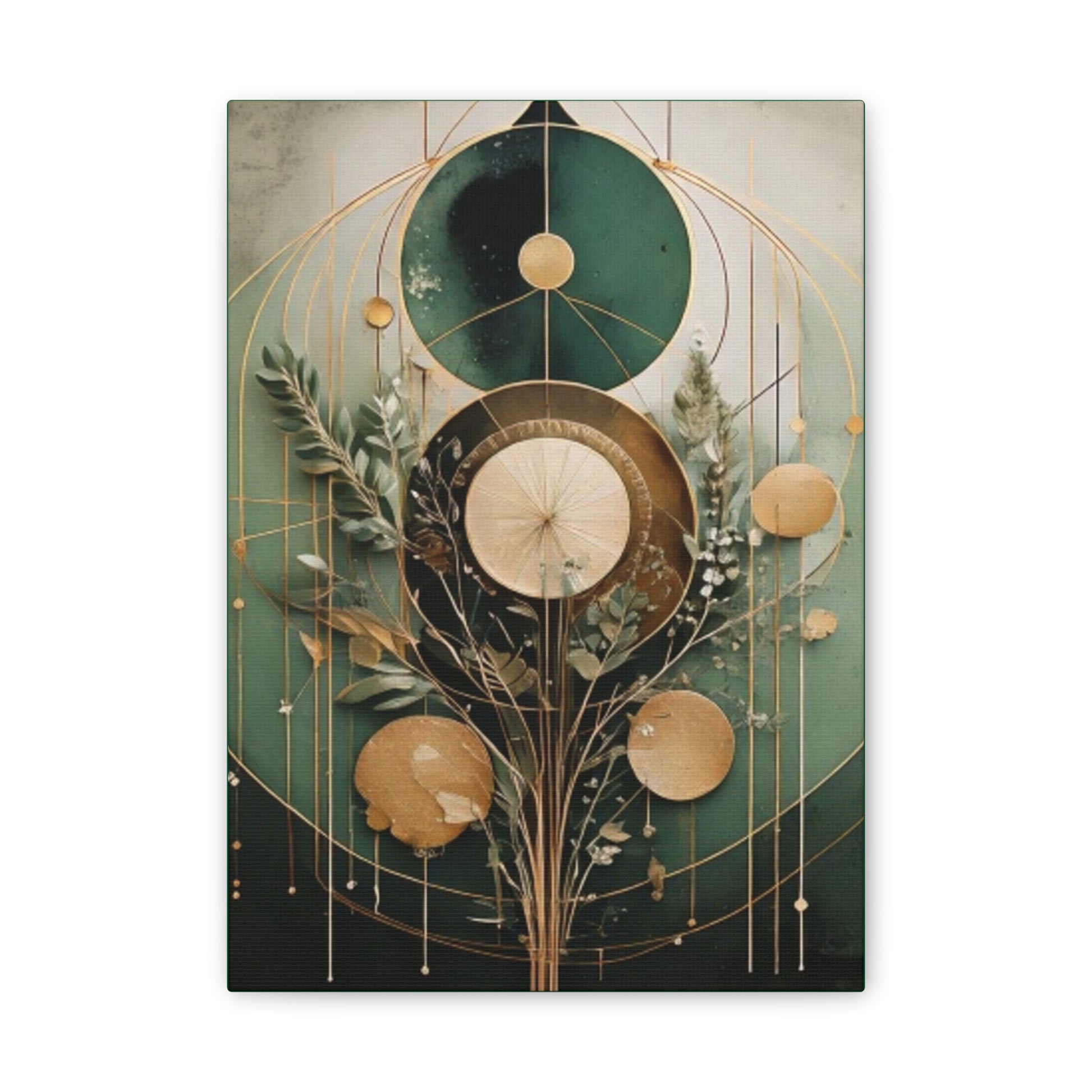 Bohemian Art Canvas, Green Abstract Wall Decor, Modern Home Aesthetic, Unique Gift for Art Lovers, Eco-Friendly Design