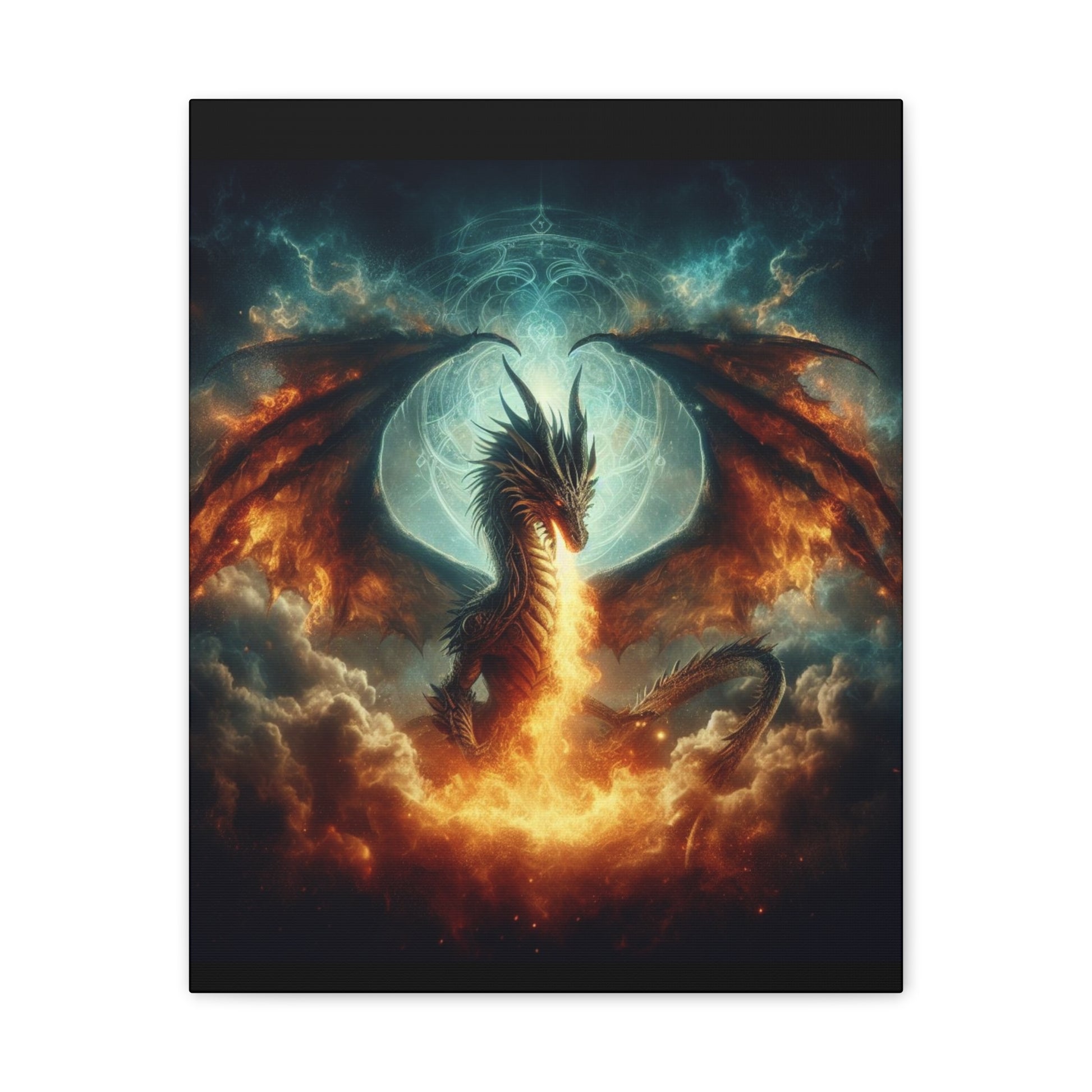 Fire-Breathing Dragon Canvas Art, Fantasy Wall Decor, Mythical Creature Wall Art, Dragon Home Decor, Unique Gift for Fantasy Lovers