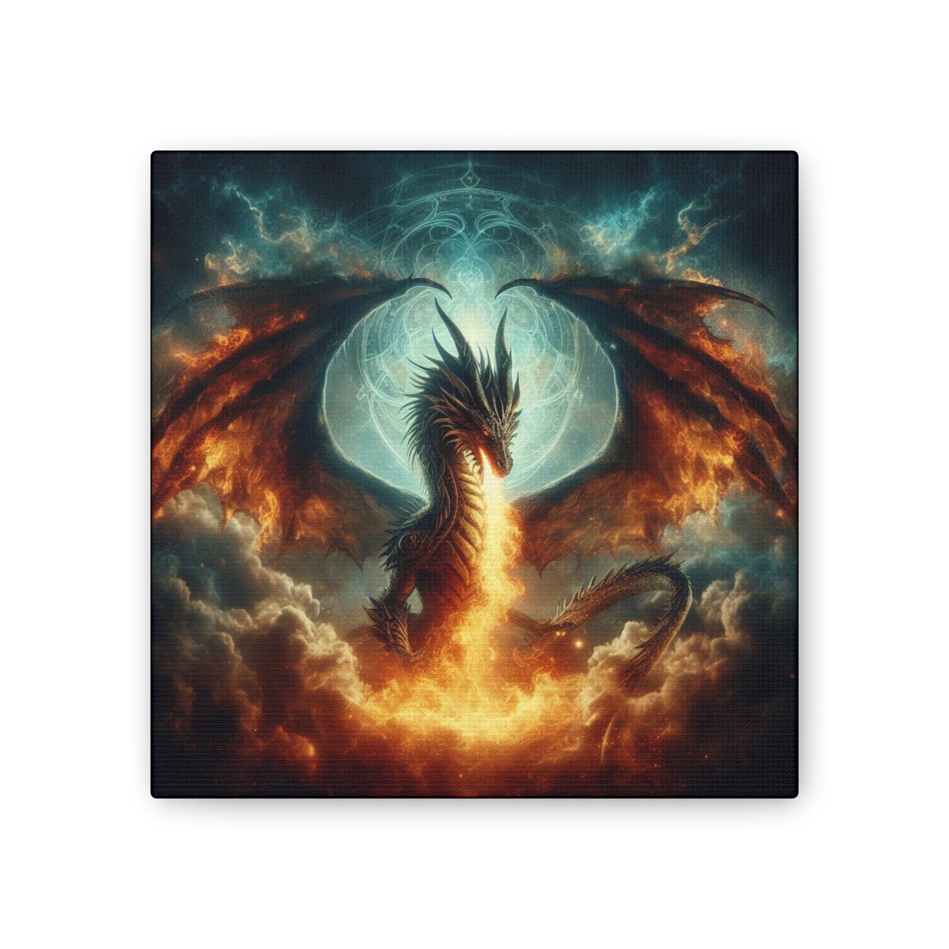 Fire-Breathing Dragon Canvas Art, Fantasy Wall Decor, Mythical Creature Wall Art, Dragon Home Decor, Unique Gift for Fantasy Lovers