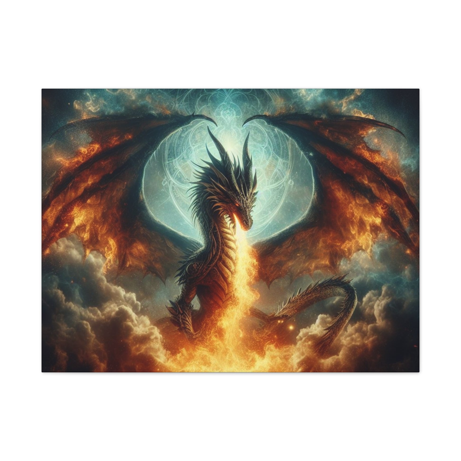 Fire-Breathing Dragon Canvas Art, Fantasy Wall Decor, Mythical Creature Wall Art, Dragon Home Decor, Unique Gift for Fantasy Lovers
