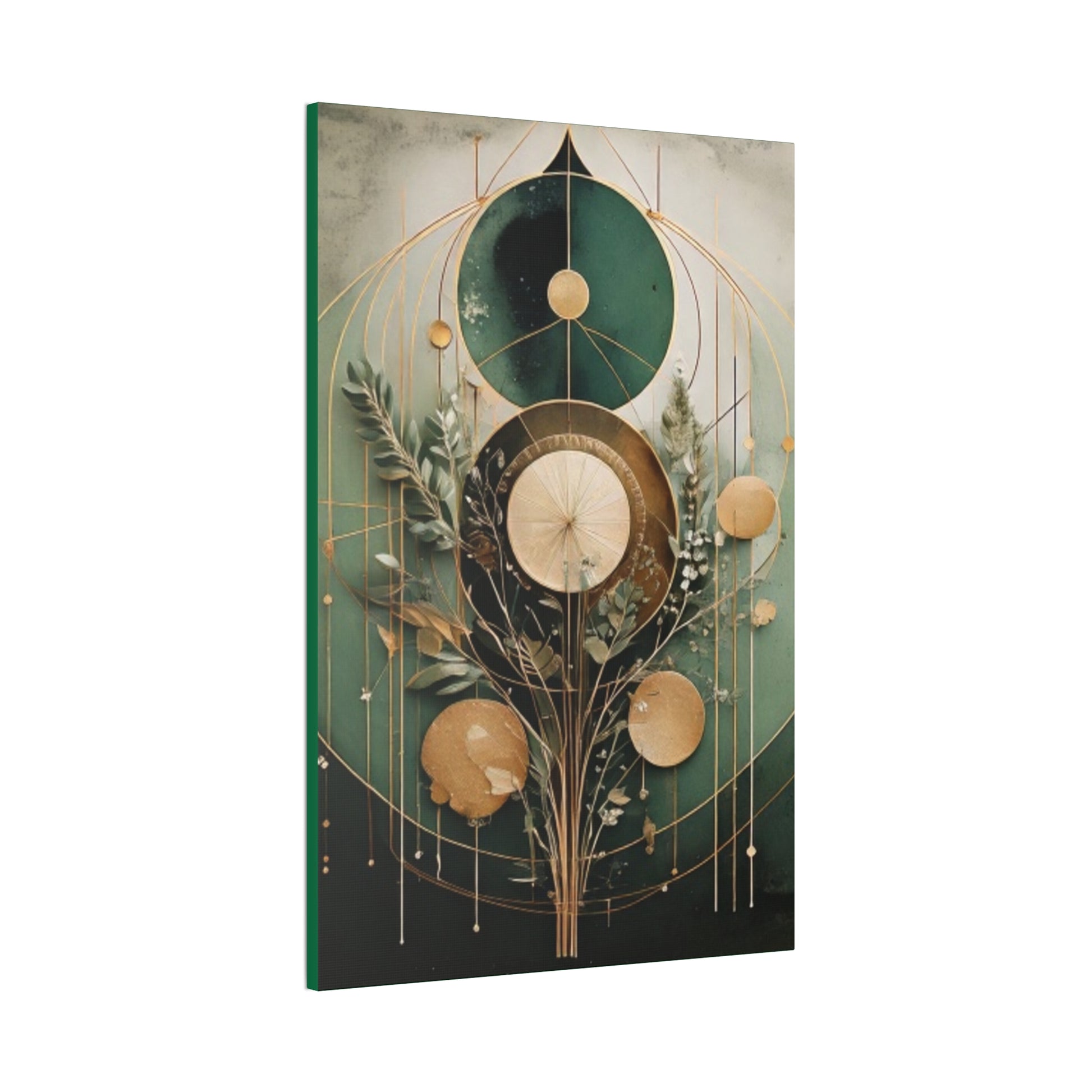 Bohemian Art Canvas, Green Abstract Wall Decor, Modern Home Aesthetic, Unique Gift for Art Lovers, Eco-Friendly Design